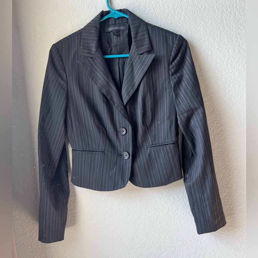 Express Design Studio Black& Blue Pin Stripe Blazer Suit Jacket Stretch Size 0